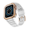 Protect Strap Band karpánt tok Apple Watch 9 / 8 / 7 / 6 / 5 / 4 / 3 / 2 / SE / SE2 (41 / 40 / 38mm) páncélozott tok fehér / rózsa arany - 0. kép