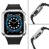 Protect Strap Band pánt és tok Apple Watch 9 / 8 / 7 / 6 / 5 / 4 / 3 / 2 / SE / SE2 (41 / 40 / 38mm) óratok páncélozott borítás fekete / ezüst - 2. kép