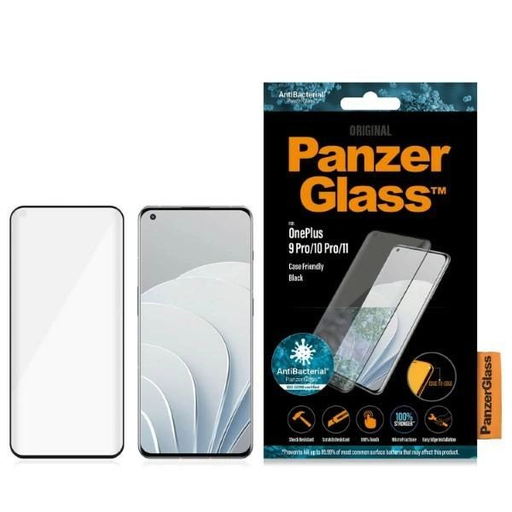 PanzerGlass E2E Microfracture antibakteriális üveg OnePlus 9 Pro / 10 Pro / 11 - fekete kerettel üvegfólia