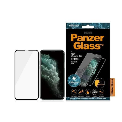 PanzerGlass E2E Super+ antibakteriális edzett üveg iPhone XS Max / 11 Pro Max - fekete kerettel üvegfólia PanzerGlass E2E Super+ antibakteriális edzett üveg iPhone XS Max / 11 Pro Max - fekete kerettel üvegfólia