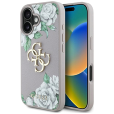 Guess Grained Roses Big 4G Logo iPhone 16 tok - Lila