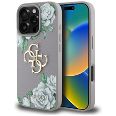 Guess Grained Roses Big 4G Logo iPhone 16 Pro tok - Lila