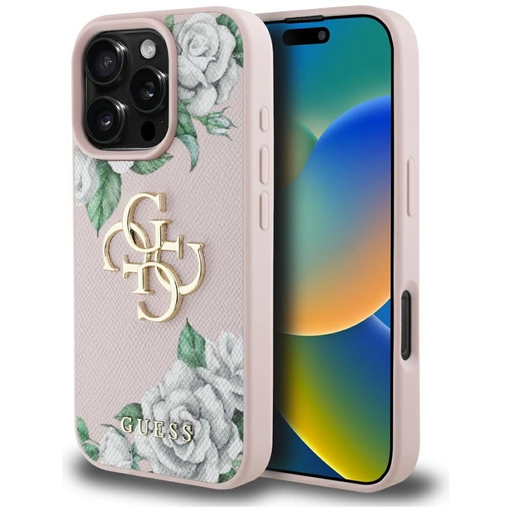 Guess Grained Roses Big 4G logós iPhone 16 Pro Max tok - rózsaszín tok Guess Grained Roses Big 4G logós iPhone 16 Pro Max tok - rózsaszín tok
