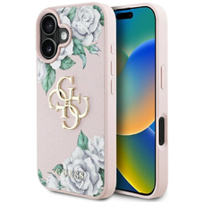 Guess Grained Roses Big 4G logo iPhone 16 tok - rózsaszín