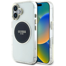 Guess IML Metal Colored Circle Classic Logo MagSafe tok iPhone 16 - fekete tok