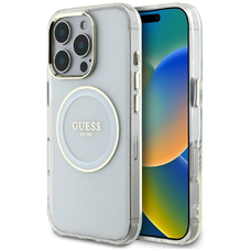 Guess IML Metal Colored Circle Classic Logo MagSafe tok iPhone 16 Pro számára - fehér