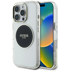 Guess IML Fém Színes Kör Klasszikus Logo MagSafe tok iPhone 16 Pro-hoz - fekete tok