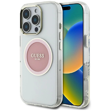 Guess IML Metal Colored Circle Classic Logo MagSafe iPhone 16 Pro tok - Rózsaszín