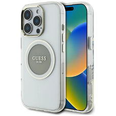 Guess IML Fém Színes Kör Classic Logo MagSafe tok iPhone 16 Pro - szürke tok