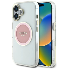 Guess IML Metal Colored Circle Classic Logo MagSafe iPhone 16 tok - Rózsaszín