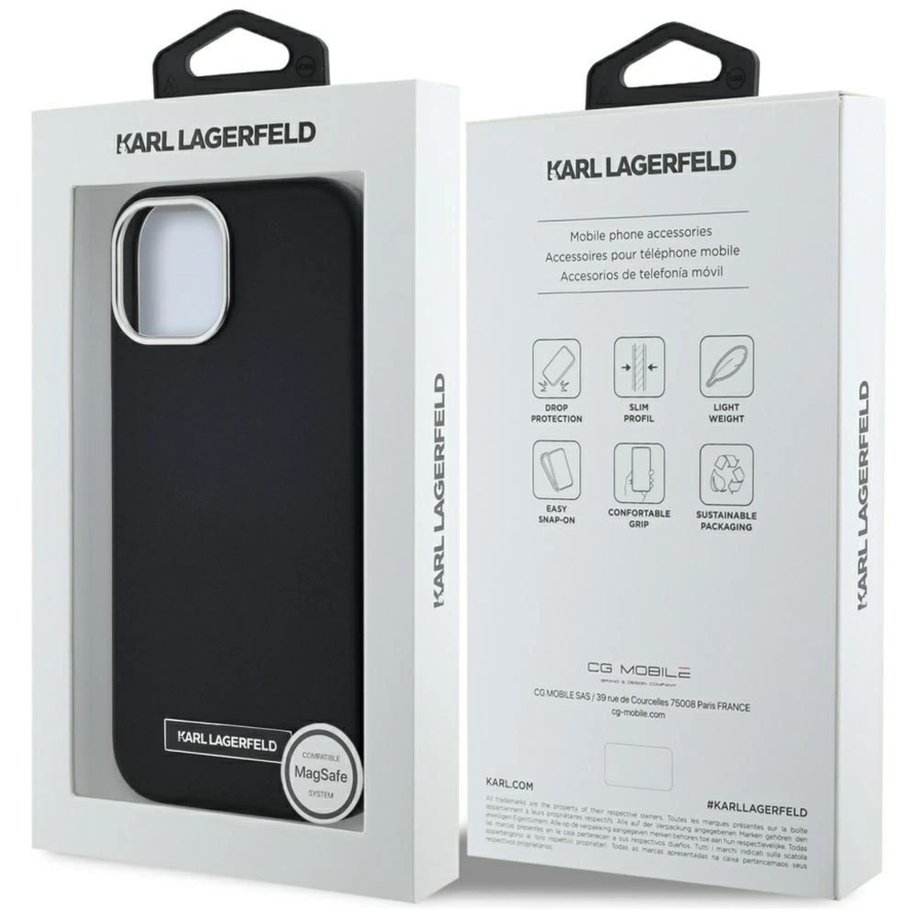 iPhone 15 Fekete Karl Lagerfeld FW Metal Plate MagSafe tok - 8
