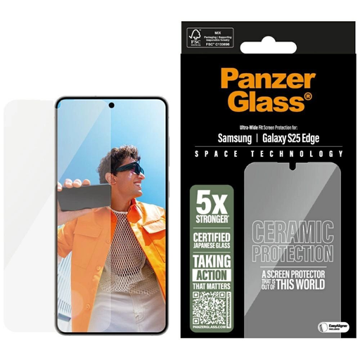 PanzerGlass Ultra-Wide Fit Kerámia Üveg Samsung Galaxy S25 Edge készülékhez - Átlátszó üvegfólia PanzerGlass Ultra-Wide Fit Kerámia Üveg Samsung Galaxy S25 Edge készülékhez - Átlátszó üvegfólia