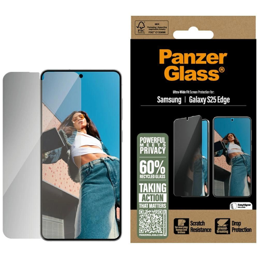 PanzerGlass Ultra-Wide Fit Privacy üvegfólia Samsung Galaxy S25 Edge - Átlátszó PanzerGlass Ultra-Wide Fit Privacy üvegfólia Samsung Galaxy S25 Edge - Átlátszó