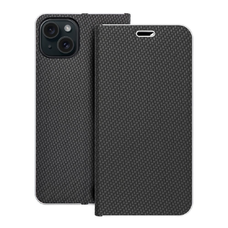LUNA Carbon fliptok az IPHONE 15 Plus-hoz fekete tok