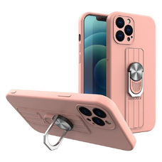 Ring Case Szilikon Tok Ujj Támasztékkal és Állvánnyal a Xiaomi Poco M4 Pro 5G-hez Rózsaszín