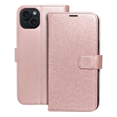 MEZZO fliptok iPhone 15 Plus mandala rózsaarany tok