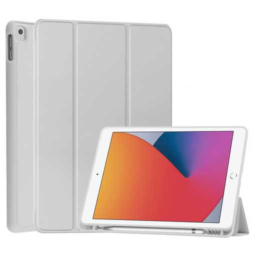  Techsuit - Rugalmas Háromrészes Tok (Ceruzatartóval) - Samsung Galaxy Tab S10 FE Plus - Szürke tok