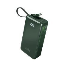 Powerbank SBS 10000 mAh 20W beépített USB-C kábellel és digitális kijelzővel - zöld