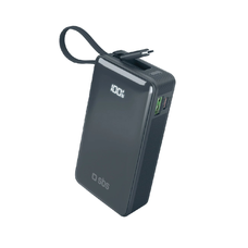 Powerbank SBS 10000 mAh 20W beépített USB-C kábellel és digitális kijelzővel - sötétszürke