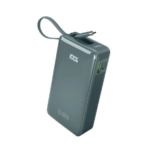 Powerbank SBS 10000 mAh 20W beépített USB-C kábellel és digitális kijelzővel - szürke