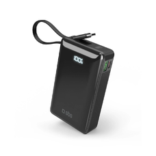 Powerbank SBS 20000 mAh 20W beépített USB-C kábellel és digitális kijelzővel - fekete