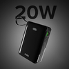 Powerbank SBS 20000 mAh 20W beépített USB-C kábellel és digitális kijelzővel - fekete - 2. kép