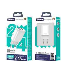 JELLICO fali töltő EU02 2.4A 12W 2xUSB Fehér