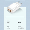 JELLICO fali töltő EU02 2.4A 12W 2xUSB Fehér - 2. kép