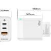 JELLICO fali töltő C79 GaN PD 65W 2xUSB-C + 1xUSB QC3.0 Fehér - 2. kép