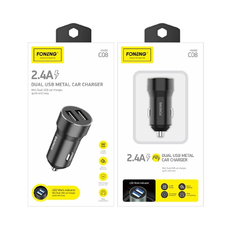 FONENG autós töltő C08 2.4A 12W 2xUSB Fekete