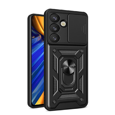 Hybrid Armor Camshield páncélozott tok állvánnyal és kamerafedéllel Google Pixel 9A-hoz - Fekete tok