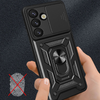 Hybrid Armor Camshield páncélozott tok állvánnyal és kamerafedéllel Google Pixel 9A-hoz - Fekete tok - 2. kép