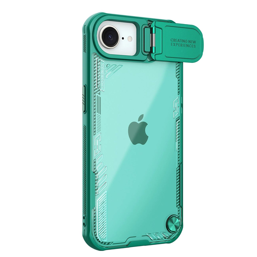 Nillkin Iceblade Prop tok lencsefedéllel és állvánnyal iPhone 16e-hez - Zöld tok Nillkin Iceblade Prop tok lencsefedéllel és állvánnyal iPhone 16e-hez - Zöld tok