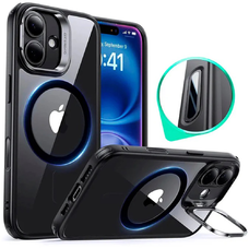  ESR - Klasszikus Hibrid HaloLock Kitámasztó - iPhone 16 - Átlátszó Fekete tok