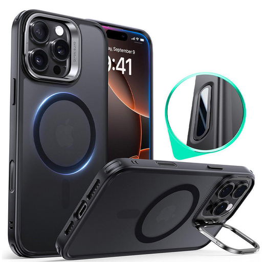 ESR - Klasszikus Hibrid HaloLock Kitámasztós Tok - iPhone 16 Pro - Matt Fekete tok ESR - Klasszikus Hibrid HaloLock Kitámasztós Tok - iPhone 16 Pro - Matt Fekete tok