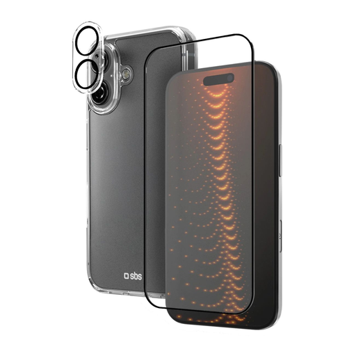 SBS D3O technológiás készlet iPhone 16-hoz - tok + üvegfólia a képernyőre és kamerára - átlátszó tok SBS D3O technológiás készlet iPhone 16-hoz - tok + üvegfólia a képernyőre és kamerára - átlátszó tok