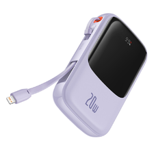  Baseus - Qpow Pro Power Bank (PPQD030005) - 2x Lightning, Type-C, USB, 20000mAh, 20W, USB-C kábellel - Lila