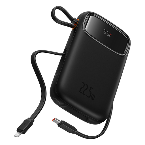  Baseus - Qpow Pro+ Power Bank (P10055002113-00) - Lightning, 2x Type-C, USB, 22.5W, 20000mAh, Type-C kábel, 30cm - Fekete
