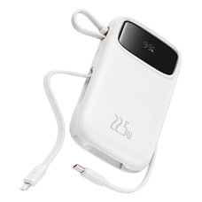  Baseus - Qpow Pro+ külső akkumulátor (P10055002223-00) - Lightning, 2x Type-C, USB, 22,5W, 20000mAh, Type-C kábel, 30 cm - Fehér