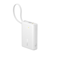  Baseus - PicoGo Power Bank (P10076803213-00) - Type-C, USB, Gyors töltés, 45W, 10000mAh, Beépített Type-C kábel - Fehér
