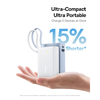  Baseus - PicoGo Power Bank (P10076803213-00) - Type-C, USB, Gyors töltés, 45W, 10000mAh, Beépített Type-C kábel - Fehér - 2. kép