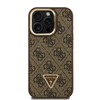 Guess PU 4G Strass Triangle Logo Stand Kamera Keretes MagSafe iPhone 15 Pro Max tok Barna - 1. kép