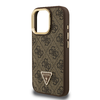 Guess PU 4G Strass Triangle Logo Stand Kamera Keretes MagSafe iPhone 15 Pro Max tok Barna - 3. kép
