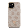 Guess PU 4G Strass Triangle Logo állványos kamera keret MagSafe tok iPhone 14 Pink tok - 1. kép