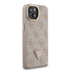 Guess PU 4G Strass Triangle Logo állványos kamera keret MagSafe tok iPhone 14 Pink tok - 2. kép