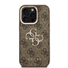 Guess PU 4G Metal Logo Állványos Kamera Keretes Tok iPhone 15 Pro Max Barna tok - 1. kép