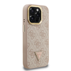 Guess PU 4G Strass Triangle Logo Álló Kamera Keret MagSafe iPhone 15 Pro fliptok rózsaszínű tok - 2. kép