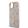 Guess PU 4G Strass Triangle Logo Stand Kamera Keret MagSafe iPhone 15 tok Pink - 2. kép
