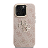 Guess PU 4G Metal Logo Stand Camera Frame Case for iPhone 16 Pro Pink - 1. kép