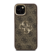 Guess PU 4G Fém Logós Állvány Kamerakerettel iPhone 15 barna tok - 1. kép